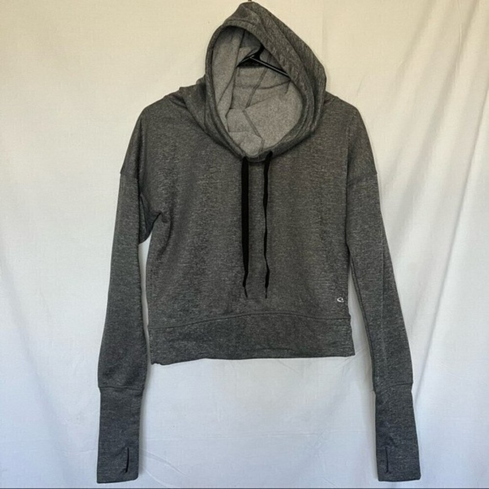 C9 by Champion athletic cropped funnel neck hooded sweater xs gray